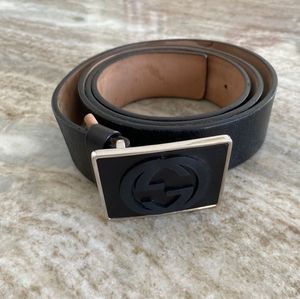 Men's Gucci Belt Black Leather Size 42 (105 cm)